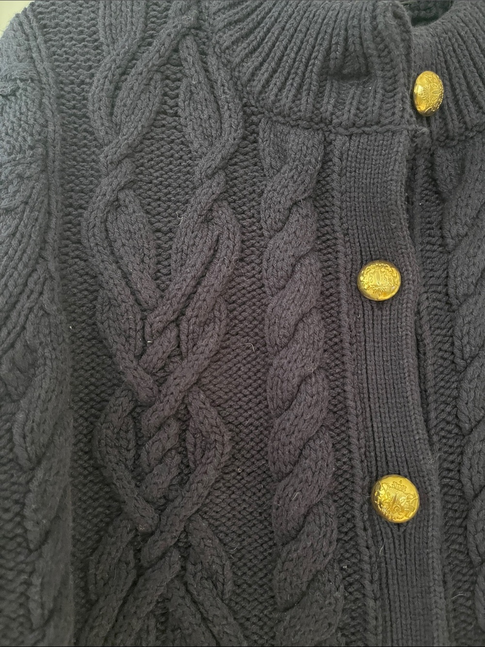 Tuckernuck Navy Cable-Knit Cardigan with Gold Buttons - Picture 7 of 8